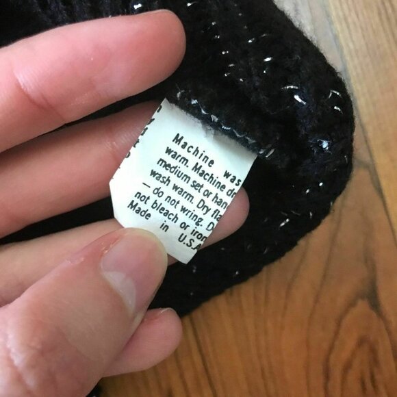 Vtg American Pride Sweater Black Silver Tensil Long Sleeve - Picture 6 of 8